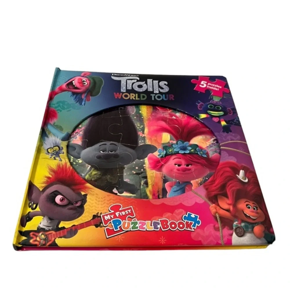 Dream Works World Tour Trolls  5 Puzzles - My First Puzzle Book Ages 3+ NWOT